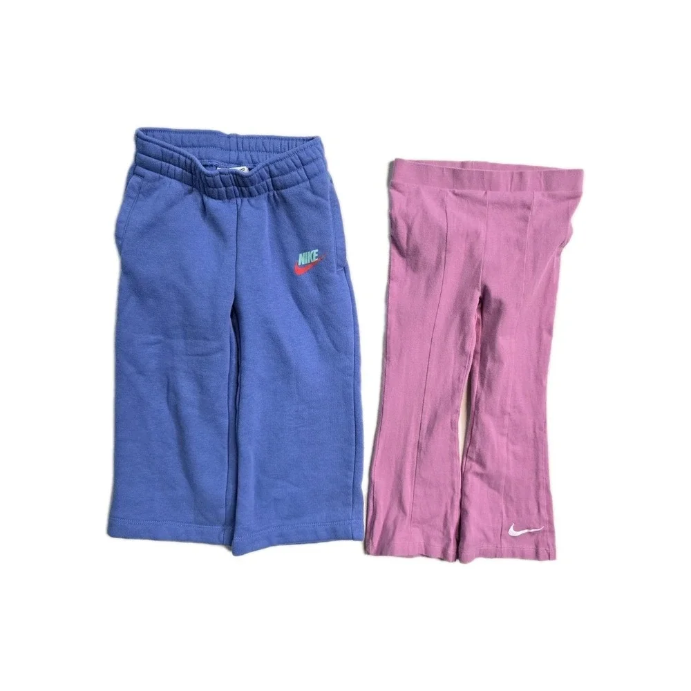 Nike Girls Sweat Pants Straight Blue Pink 3 T Lot Of 2